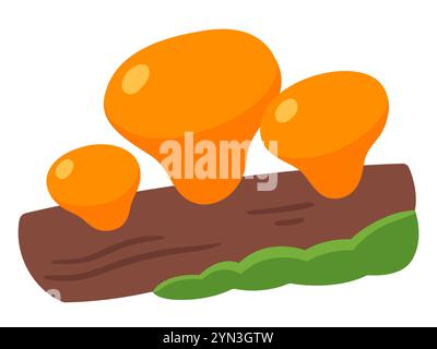 Guepiniopsis alpina mushroom, jelly cup, alpine jelly cone, poor man's gumdrop. Simple cartoon vector illustration. Stock Vector