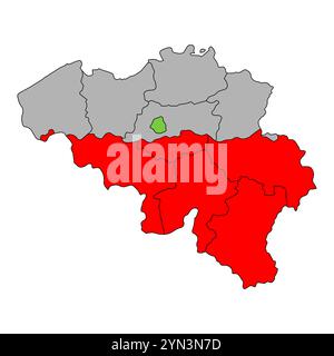 Wallonia of Belgium map symbol, travel web flat concept icon vector illustration . Stock Vector