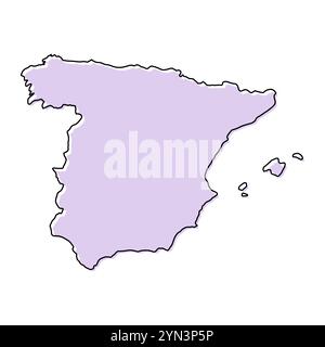 Spain map symbol shape, travel web flat concept icon vector illustration . Stock Vector