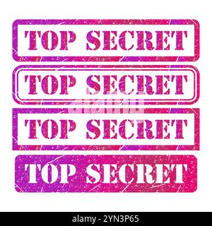 Set of Top secret stamp symbol, label sticker sign button, text banner vector illustration . Stock Vector