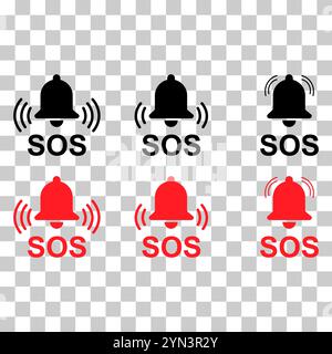 Set of SOS help icon, safety support alert design, save vector illustration . Stock Vector