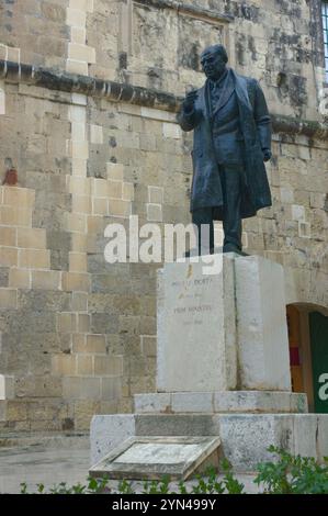 Statue of former Prime Minister Sir Paul Boffa OBE in Castille Square, Valletta, Malta Stock Photo