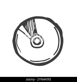 Hand drawing cd disk. Gram record doodle style. Music. Stock Vector