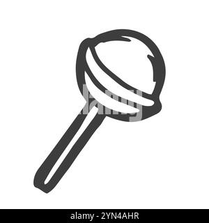 Lollipop hard sugar candy on stick. 1990 retro colored sweet caramel illustration. 90s 00s style hand drawn doodle element. Isolated vector illustrati Stock Vector