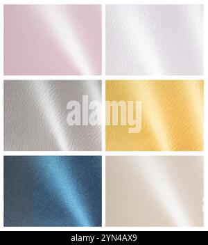 Glossy paper textures set, subtle gradients in pink, silver, and white. Smooth and polished surfaces with a pearl like sheen and reflective glow. Perf Stock Photo
