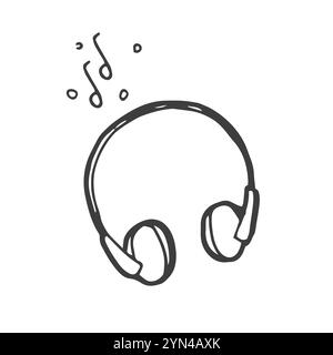 headphone icon vector doodle. sketch in doodle style. Stock Vector