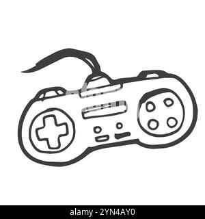hand drawn classic game controler. joystick Stock Vector