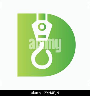 Letter D Crane Logo Concept For Construction Symbol Vector Template Stock Vector