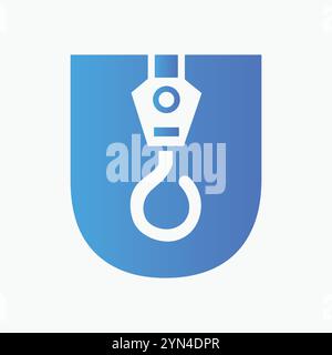 Letter U Crane Logo Concept For Construction Symbol Vector Template Stock Vector