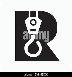 Letter R Crane Logo Concept For Construction Symbol Vector Template Stock Vector