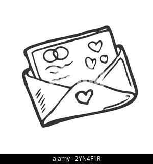 Love letter doodle style vector illustration isolated on white background. Stock Vector