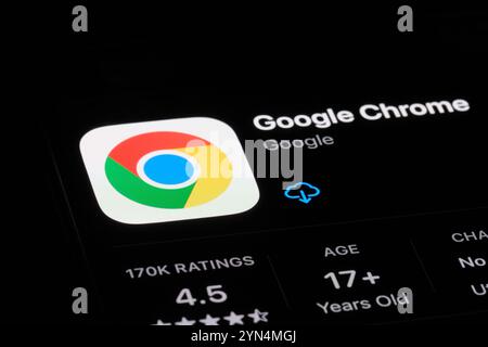 Google Chrome app icon. Web browser software Stock Photo