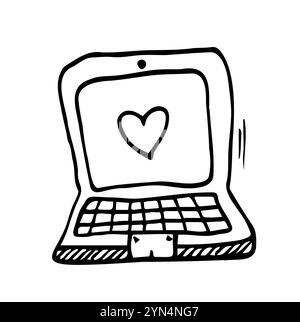 Doodle laptop icon in vector. Hand drawn laptop icon. Doodle computer icon. Hand drawn computer icon. Stock Vector