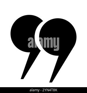 Round quotation marks icons are black on a white background. Quotes, isolated vector icons in the form of commas. Stock Vector