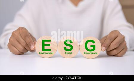 ESG concept for environment, society and governance in sustainable. business responsible environmental. Stock Photo