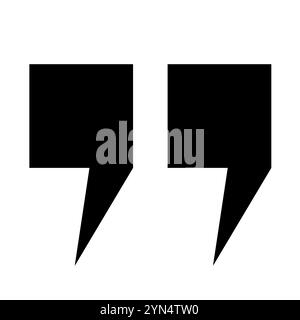 The icons of the square quotes are black on a white background. A set of linear icons. Stock Vector