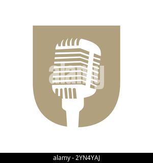 Letter U Microphone Logo Concept For Music Symbol Vector Sign Stock Vector