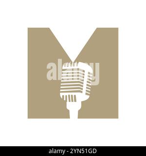 Letter M Microphone Logo Concept For Music Symbol Vector Sign Stock Vector