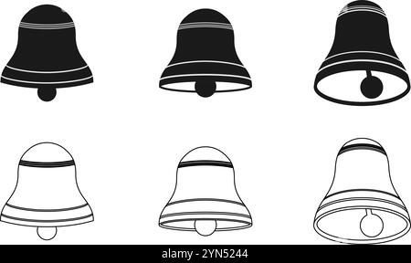 bell icon set vector illustration isolated on white background. Stock Vector