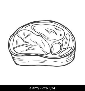 Sketch meat steak on white background. Hand drawn meat elements Retro style poster with cow banner vector illustration. Use for butcher shop, livestoc Stock Vector