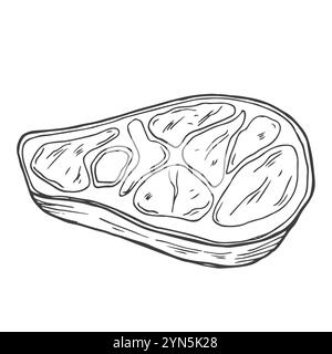 Sketch meat steak on white background. Hand drawn meat elements Retro style poster with cow banner vector illustration. Use for butcher shop, livestoc Stock Vector