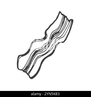 Bacon slices set. Hand drawn sketch style crispy food meat portion of pork from butcher. Fresh traditional breakfast product. Vector illustrations iso Stock Vector