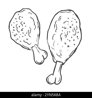 Hand Drawn Chicken Leg. Doodle Vector Sketch Illustration Stock Vector