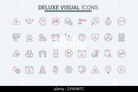 Warning messages about important error, accident and problem line icon ...