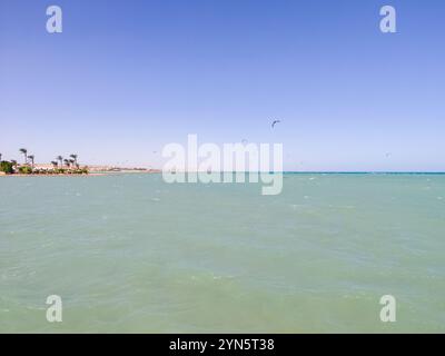 Beautiful Giftun Island near Hurghada, Egypt. Panoramic view of sandy beach and Red Sea Stock Photo