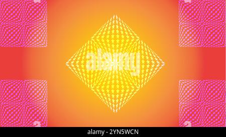 Abstract orange yellow background with stars pattern design on four corners and in center Stock Vector