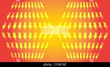 Abstract orange yellow background with stars pattern in hexagon shape Stock Vector