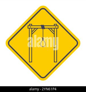black gallows icon on yellow background. road car sign Stock Vector