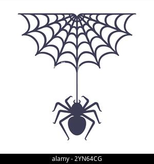 The spider sits on the web. The house spider weaves a web. Stock Vector