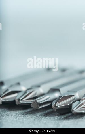 Set of different bits for an electric screwdriver Stock Photo