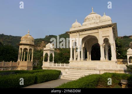 Old stone monuments at royal Gatore Ki Chhatriyan in Jaipur, India Stock Photo