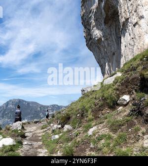 Hiking the famous path Sentiero degli Dei, the path of Gods at the Amalfi coast, Southern Italy Stock Photo