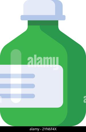 Green medicine bottle with blank label and white cap represents healthcare and pharmaceutical industry, emphasizing the importance of medication and Stock Vector