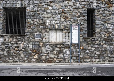 MUSSO, ITALY, OCTOBER 05, 2023, Information boards at the street in Musso, where dictator Mussolini became captured at the end of World War II, Italy Stock Photo