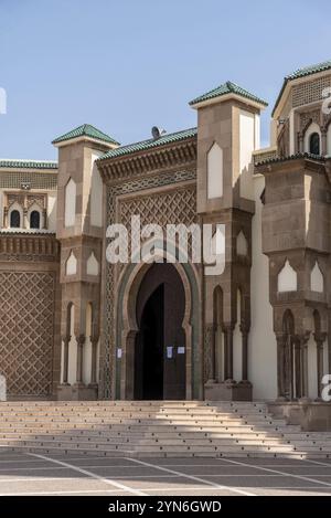 Richly ornated Mohammed V mosque in downtown Agadir Morocco Stock Photo