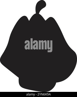 Simple, bold, black silhouette of a bell pepper, highlighting its unique shape and stem, perfect for minimalist designs or culinary projects Stock Vector