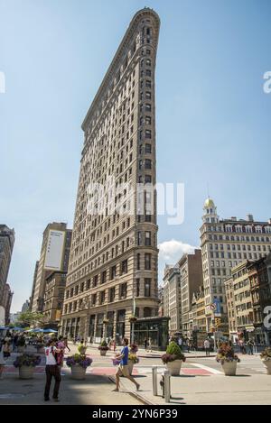 NEW YORK, USA, AUGUST 21, 2022, Famous Flatiron skyscraper in New York City, USA, North America Stock Photo