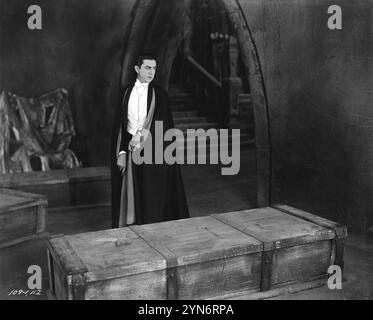 BELA LUGOSI as Count Dracula in a scene from DRACULA 1931 Director TOD BROWNING Novel BRAM STOKER Art Director CHARLES D. HALL Cinematographer KARL FREUND Universal Pictures Stock Photo