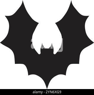 Stylized vector illustration of a bat in flight with spread wings, creating a spooky and mysterious atmosphere perfect for halloween projects or any Stock Vector