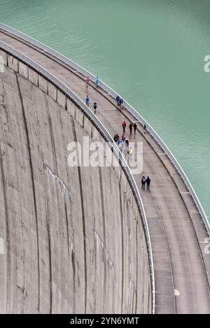 Impressing dam wall from the Mooserboden reservoir near Kaprung, Austrian Alps Stock Photo