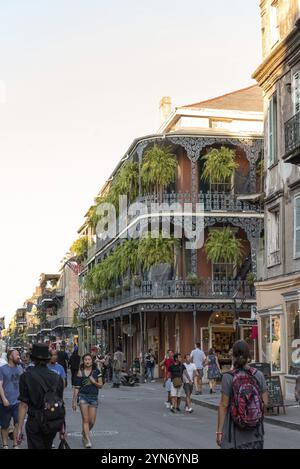 NEW ORLEANS, USA, SEPTEMBER 21, 2022, Scenic typical balcony at historic building in the French Quarter of New Orleans, USA, North America Stock Photo