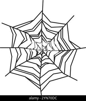 Intricate spiderweb design featuring concentric circles and radiating lines, creating a captivating visual representation of nature s delicate Stock Vector
