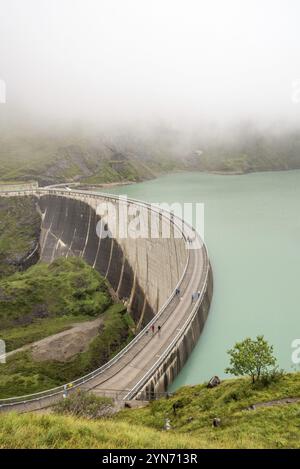 Impressing dam wall from the Mooserboden reservoir near Kaprung, Austrian Alps Stock Photo