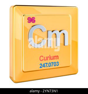 Element 96 Curium Cm chemical element. Curium Sign with atomic number. Chemical 96 ...