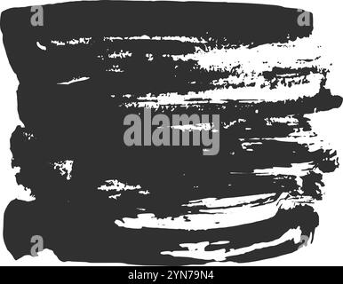 Wide black brush stroke creating a textured, artistic background with visible brushstrokes and uneven edges, perfect for adding a grunge or artistic Stock Vector