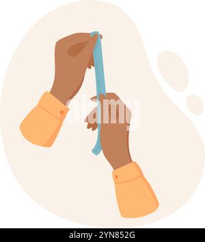 Hand Hold Ruler Stock Vector
